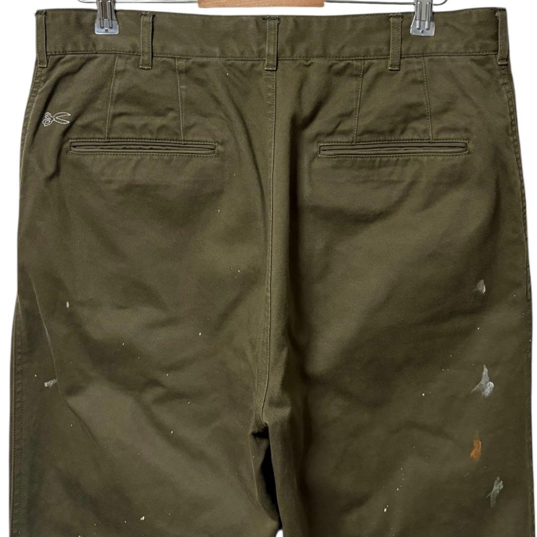 DENHAM タックワイドチノ ペンキ 1点物 日本製 ワークミリタリー メンズ