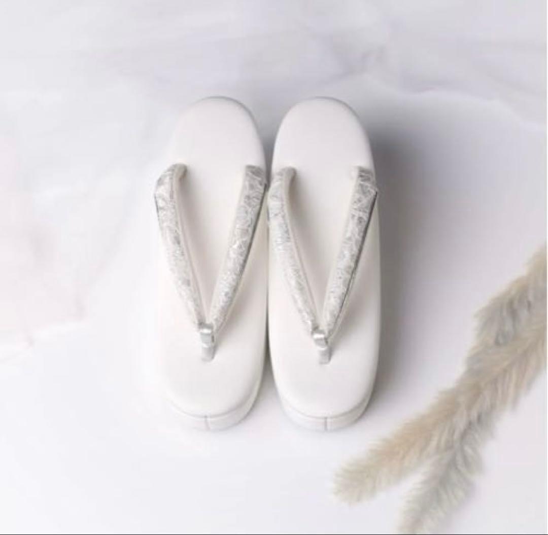 成人式 ホワイトパール付きバッグと草履セット