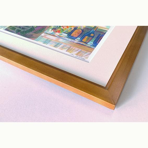 フランス　フラワー　版画　アクリル画　水彩画 　赤　オレンジ　ブラウン　茶色　花