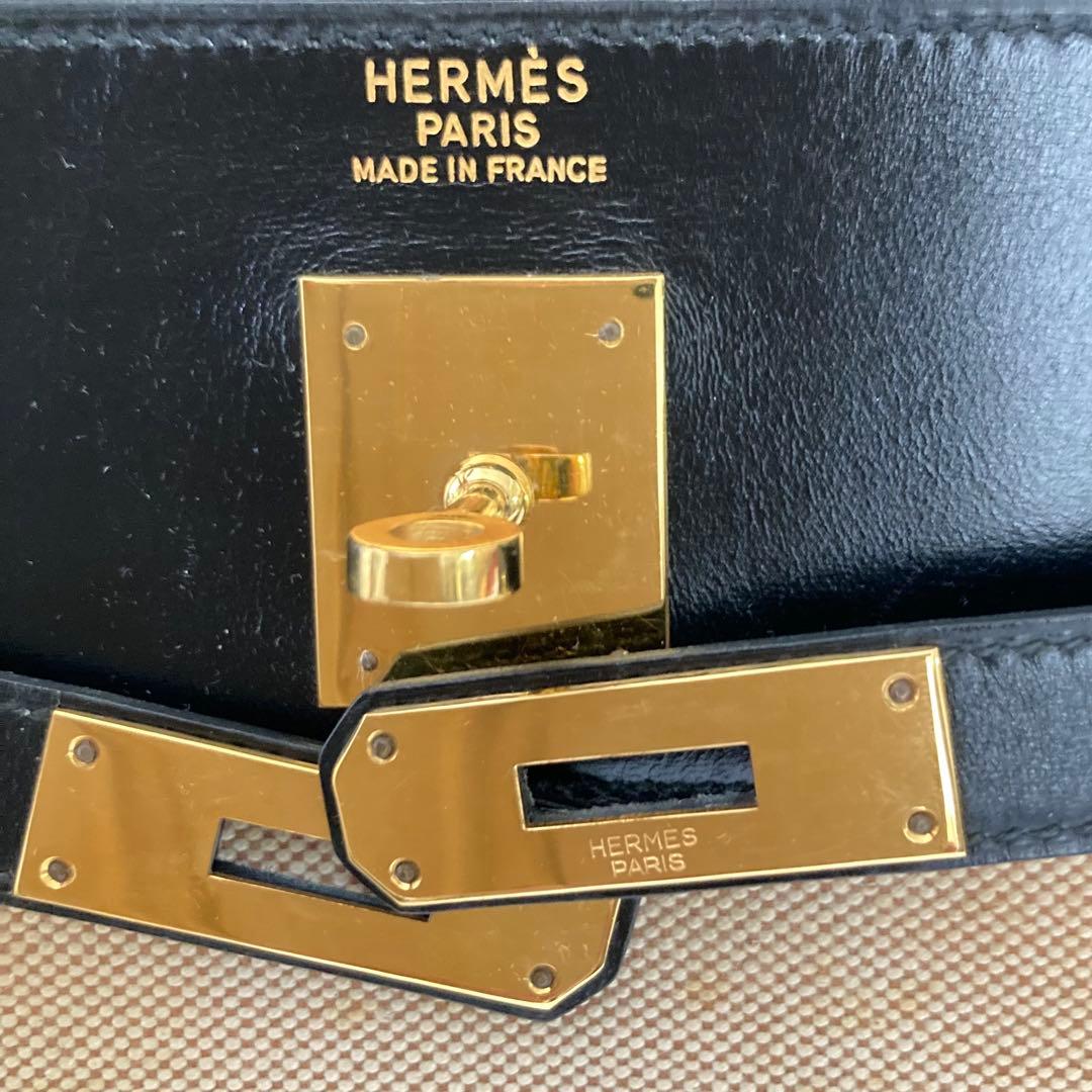 希少 エルメス ケリー 32 トワルアッシュ ブラック 〇F刻印