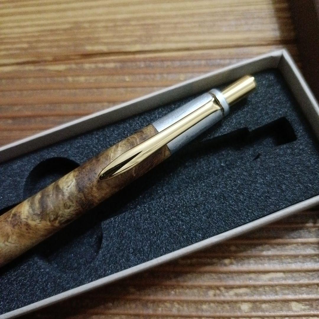 野原工芸似 花梨瘤 シャープペンシル ゴールド 斑紋純銀色仕様 野原