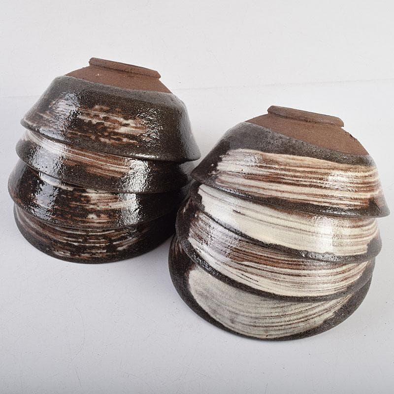 茶道具 兎月窯 杉浦芳樹 刷毛目 数茶碗 八客 時代箱付 V