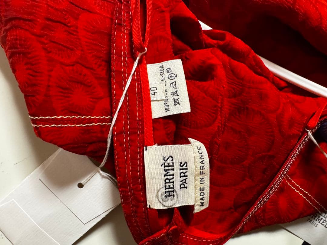 HERMES レッド フレアスカート フランスサイズ40