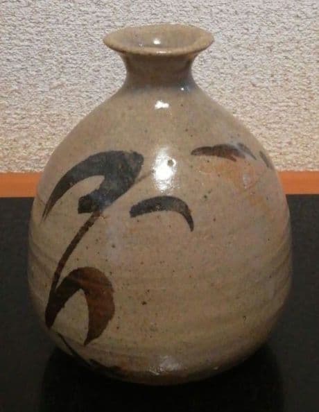 西岡小十作 唐津焼 絵唐津 鉄絵 徳利 箱付 酒器