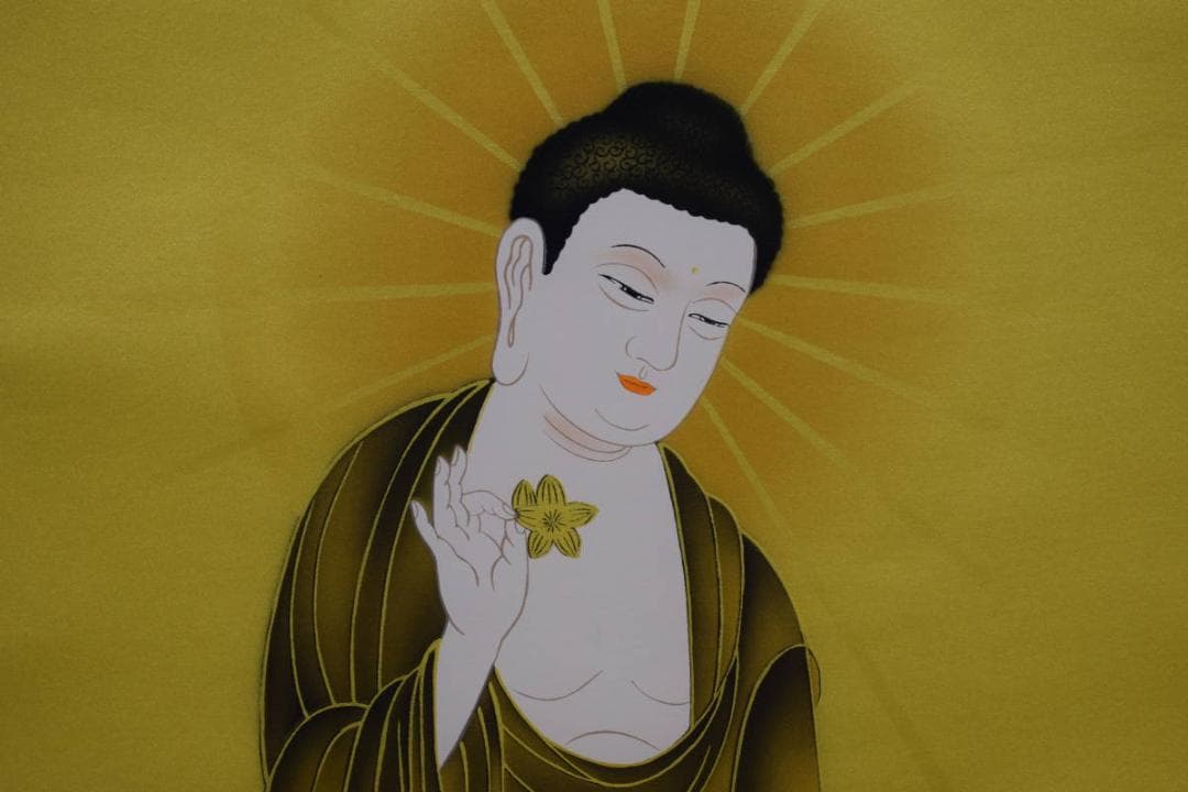 真作/頼彦/三尊仏図/三尊佛図/桐共箱付/布袋屋掛軸HH-254