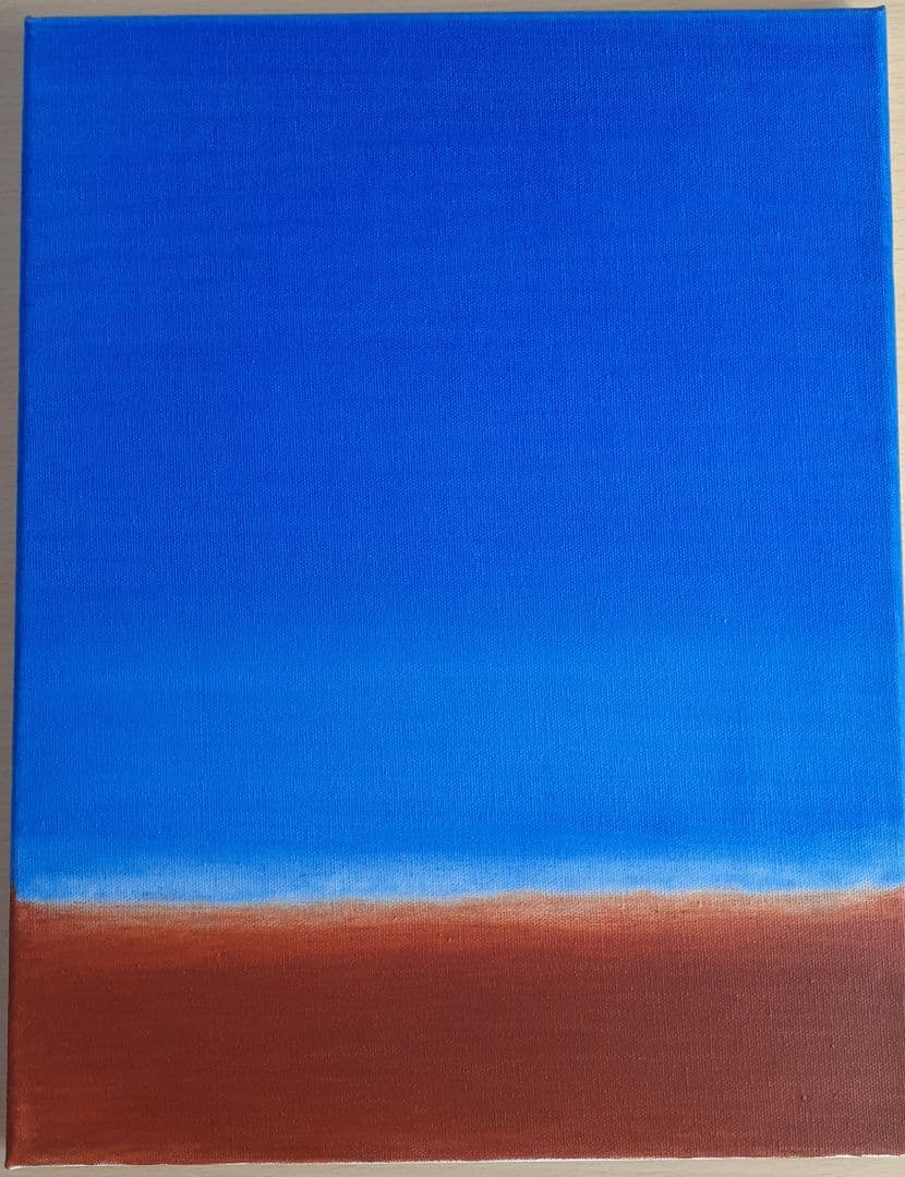 油絵　「白い風車小屋」サイズF6