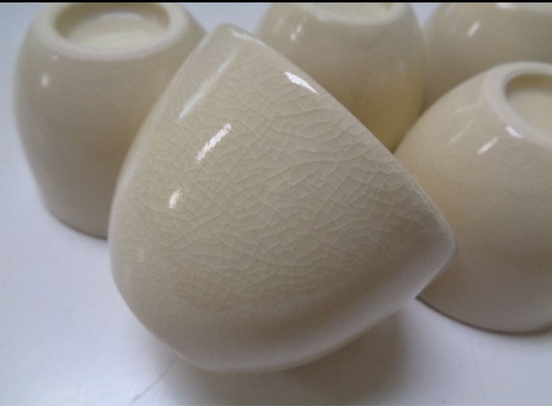 薩摩焼 白薩摩 沈寿官 刻印 ぐい飲み 5客セット 直径約6.5センチ