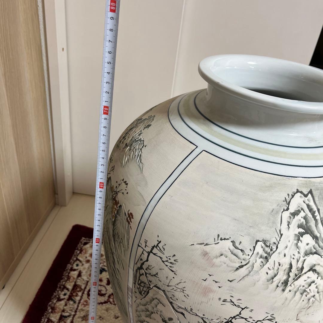 四季山水画装飾の陶器花瓶 白磁韓国 MONSTER 骨董品 美術品 限定品