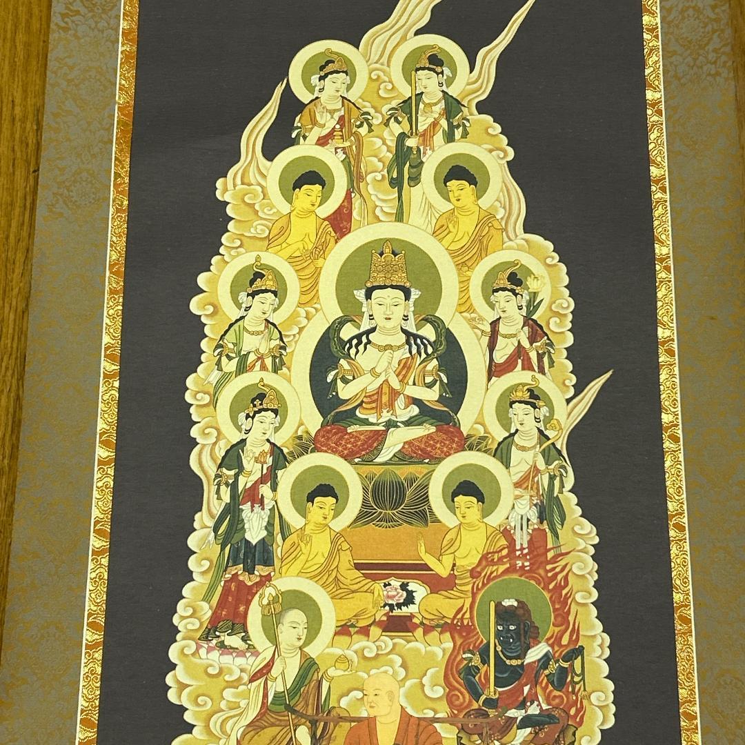掛軸 十三仏様 木箱付き 仏画 弘法大師 真言十三佛 平成