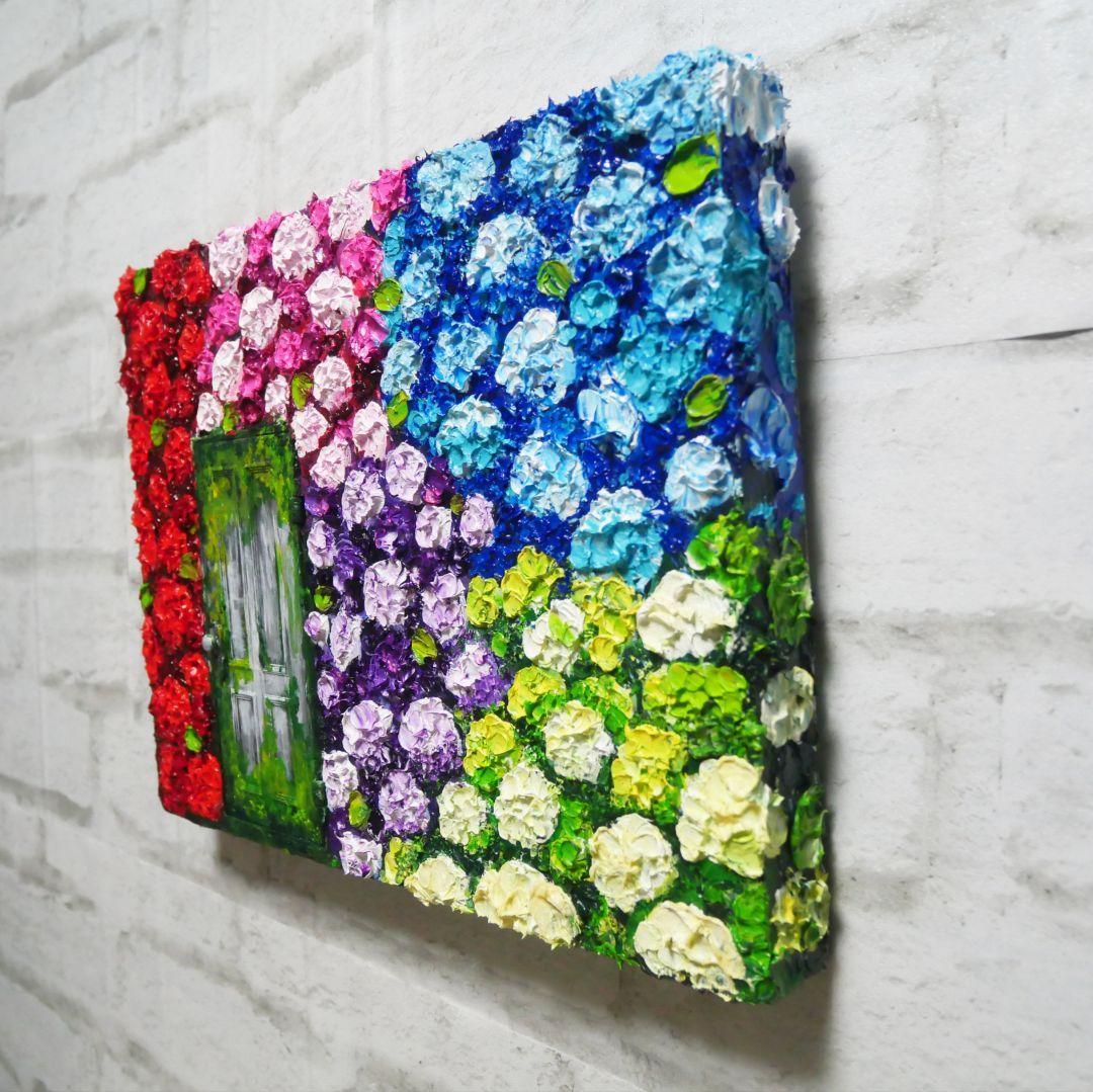 油絵 油彩 油彩画 絵画 絵【扉の先の紫陽花の階段】