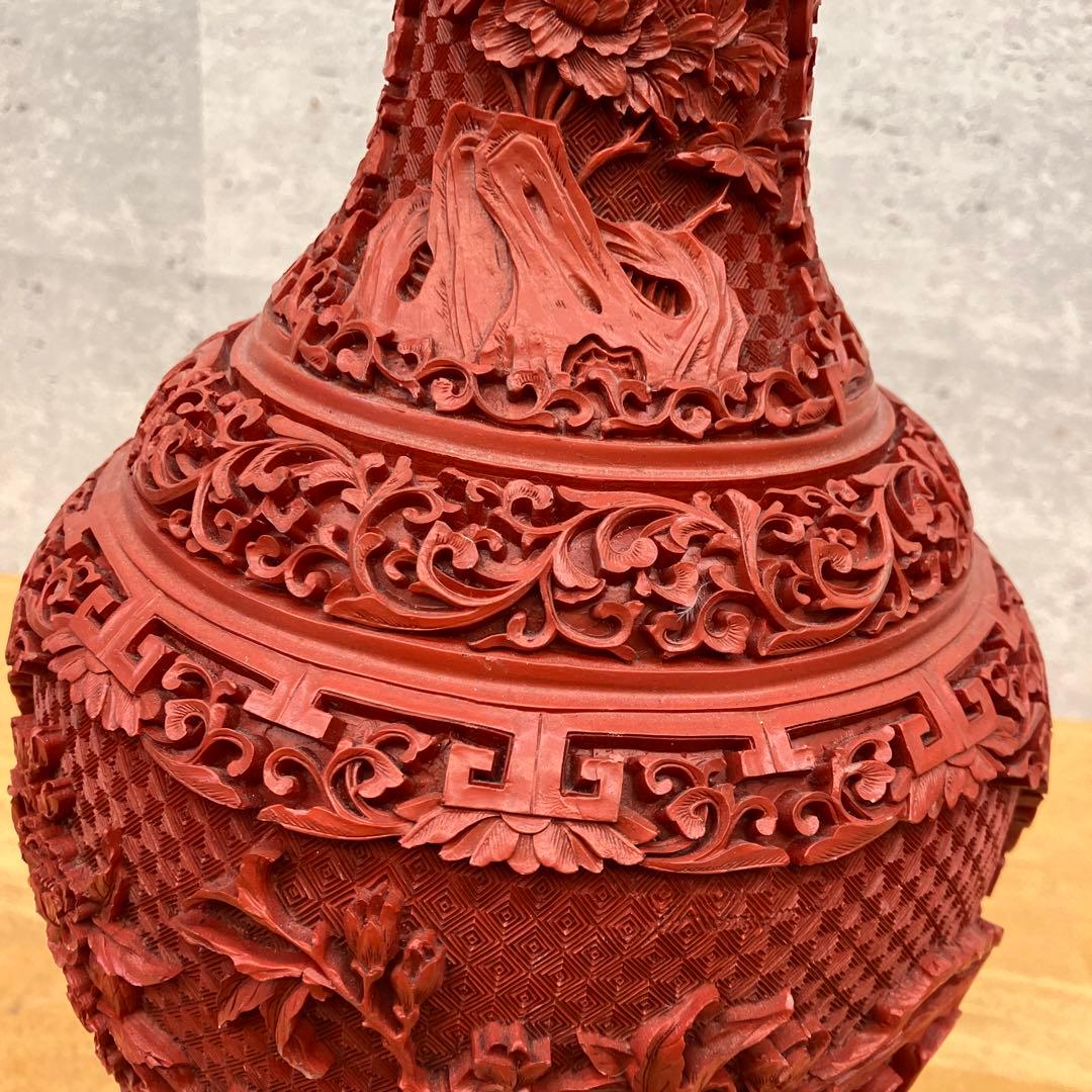 花瓶○寿山石 石彫り 花器 手掘り 花唐草 鳥 土物 古玩 唐物 時代物 骨董品