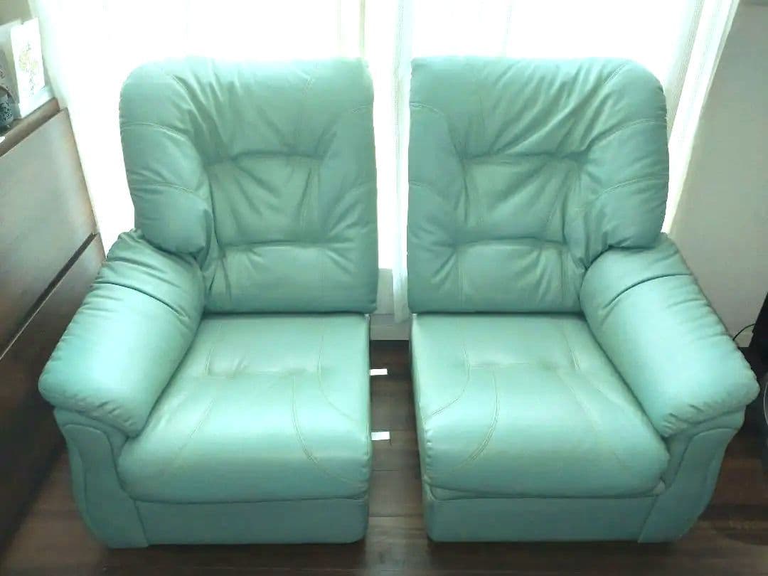 ミントグリーン 2人掛けソファ ハイバックソファ ニコイチ