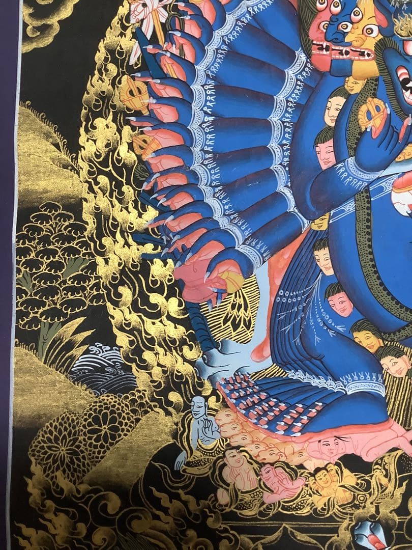 チベット密教 新品 》 ヤマーンタカ タンカ 曼荼羅 手描き 1点物