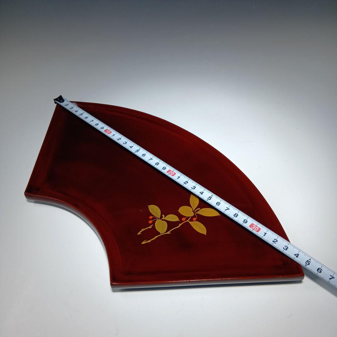 値下げ輪島塗　蒔絵扇面形　お盆　菓子器皿　 共箱　美品