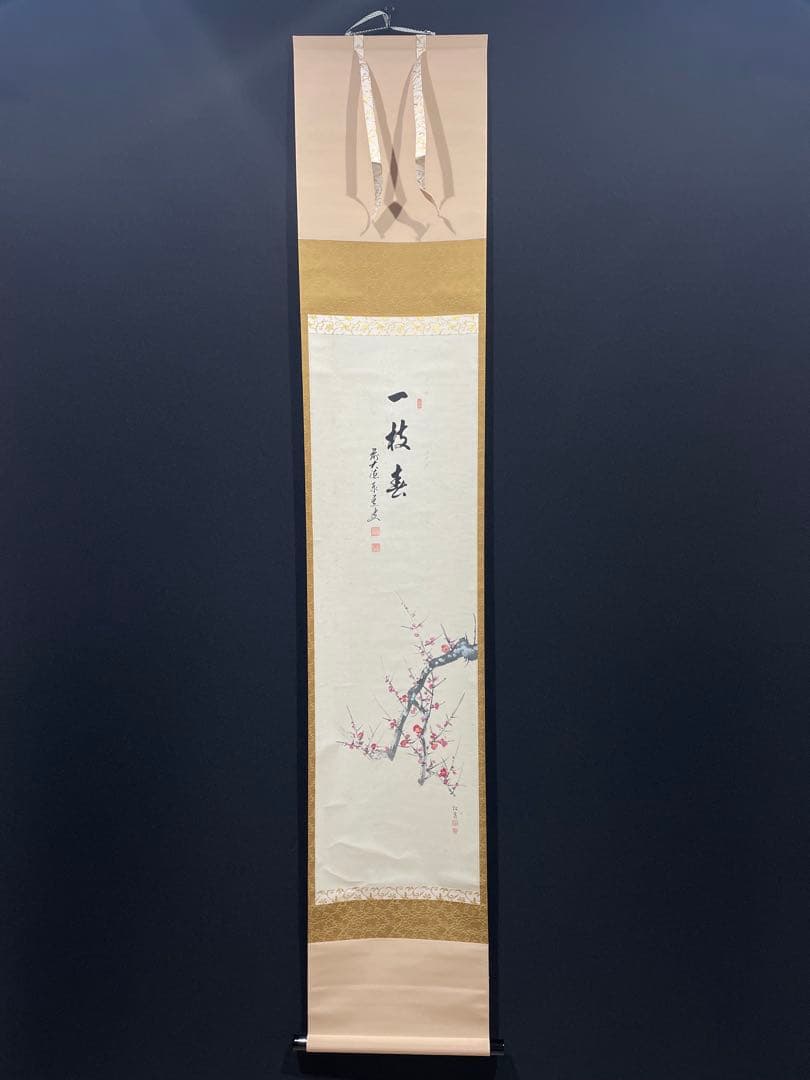 3992 泰道 「一枝春 紅梅」 共箱 肉筆 紙本 掛軸 臨済宗 大徳寺 禅語 3992 泰道 「一枝春 紅梅」 共箱 肉筆 紙本 掛軸 臨済宗 大徳寺 禅語