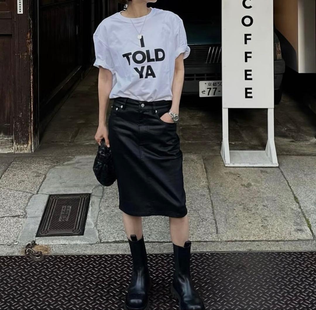 スカート ok.soon COATING DENIM MIDDLE SKIRT