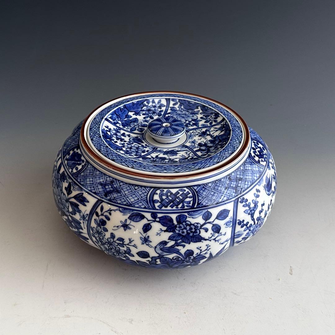 茶道具 染付 祥瑞 捻梅 水指 高野昭阿弥 共箱 替蓋付 京焼 陶芸 茶会