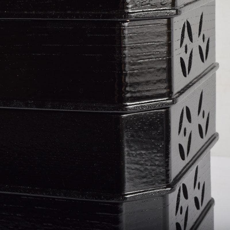 茶道具　漆塗　七宝透かし　縁高重　五段重　箱付　N　9148