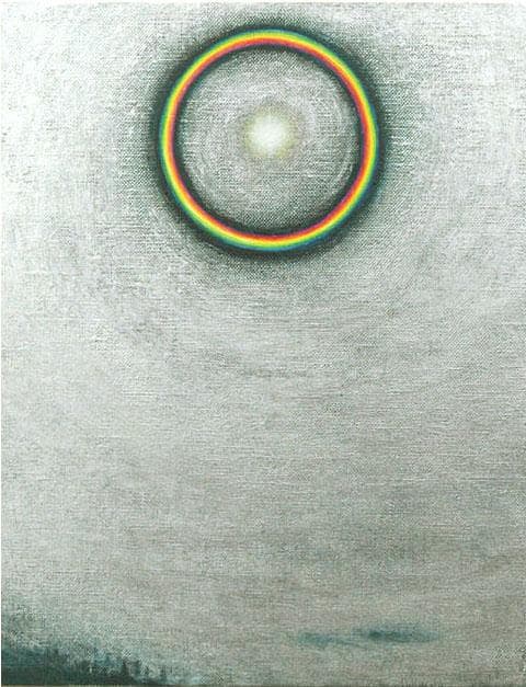 油絵 菅家令子 絵 絵画インテリア額付(白) F3-S102023 風景祈り希望