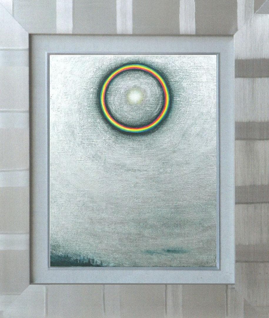 油絵 菅家令子 絵 絵画インテリア額付(白) F3-S102023 風景祈り希望