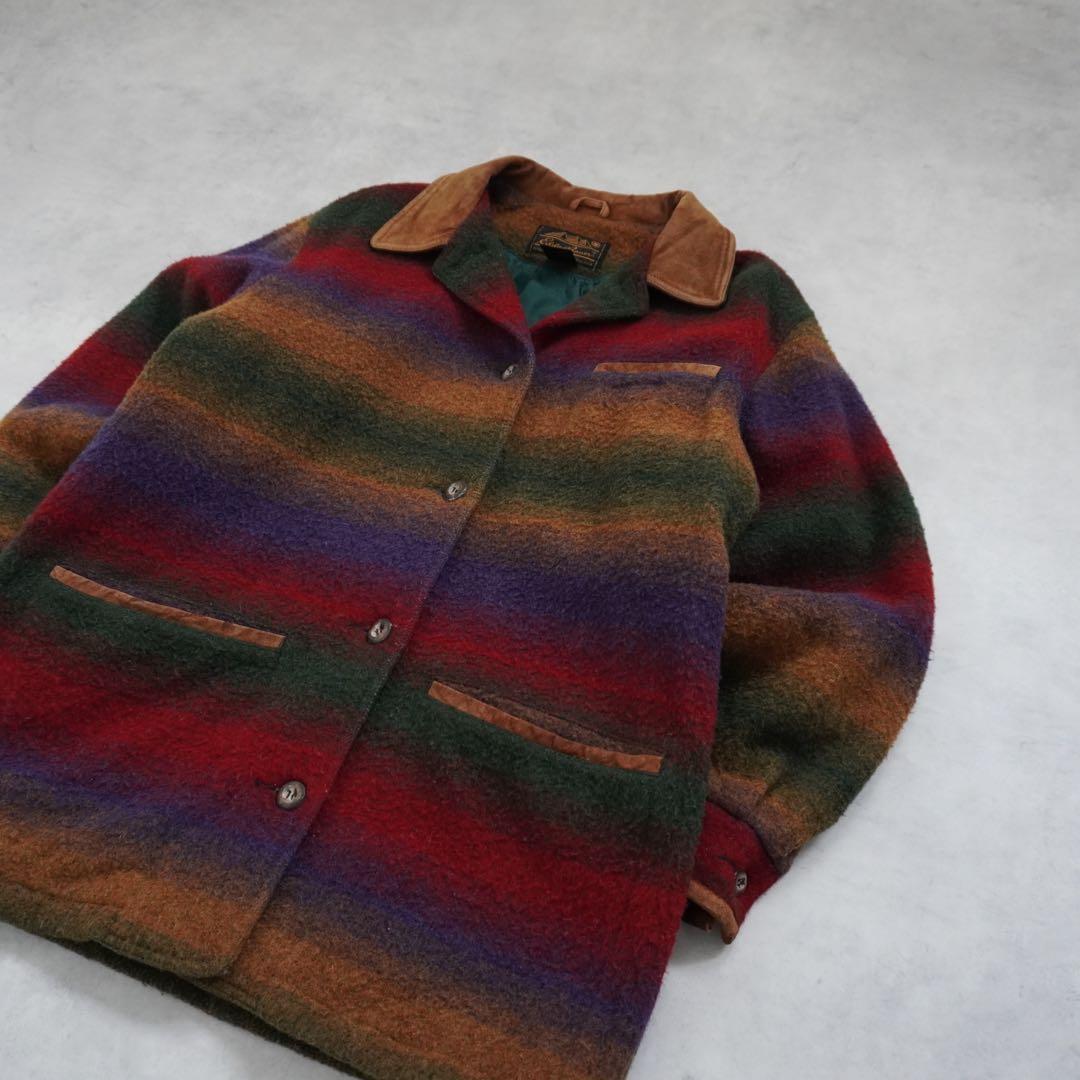 【80s】EddieBauerエディーバウアー ウールブランケットコート黒タグ