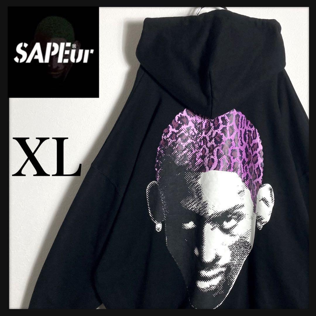 【希少デザイン】サプール★ロッドマンパーカー パープル ブラック 希少XL 美品