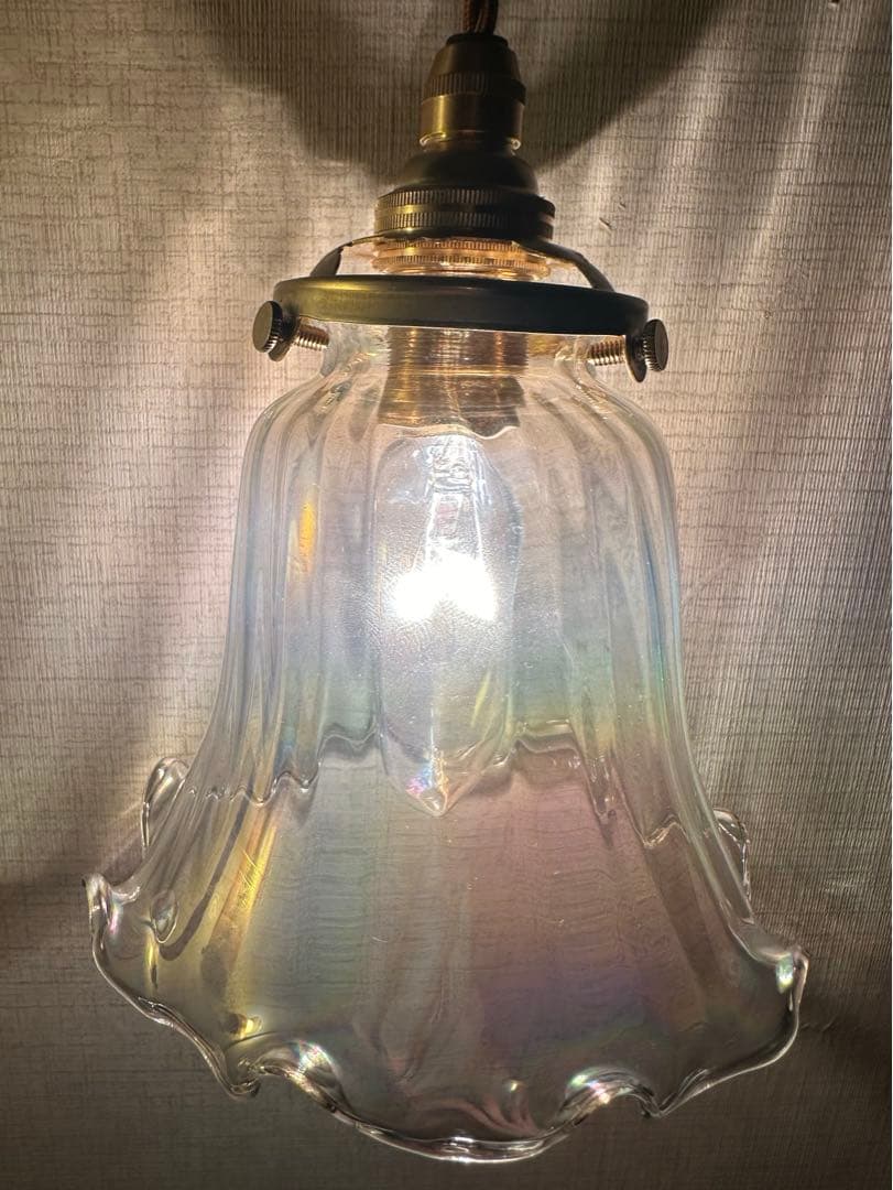 1920年代 フランス アンティーク イリディセントガラス螺旋模様