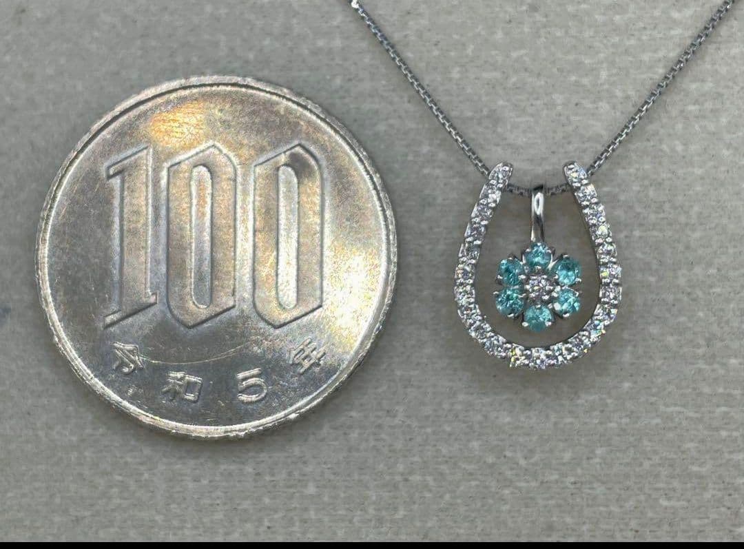 パライバトルマリン0.1ct ダイヤ プラチナ ヘッドのみ、カード鑑別付き