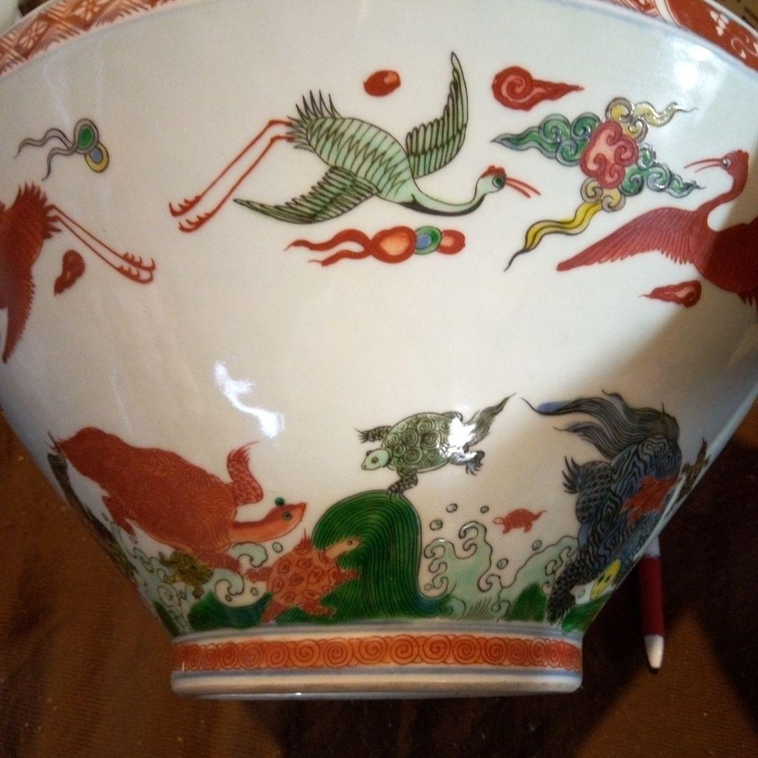 中国陶磁器　明萬歴赤絵　大鉢