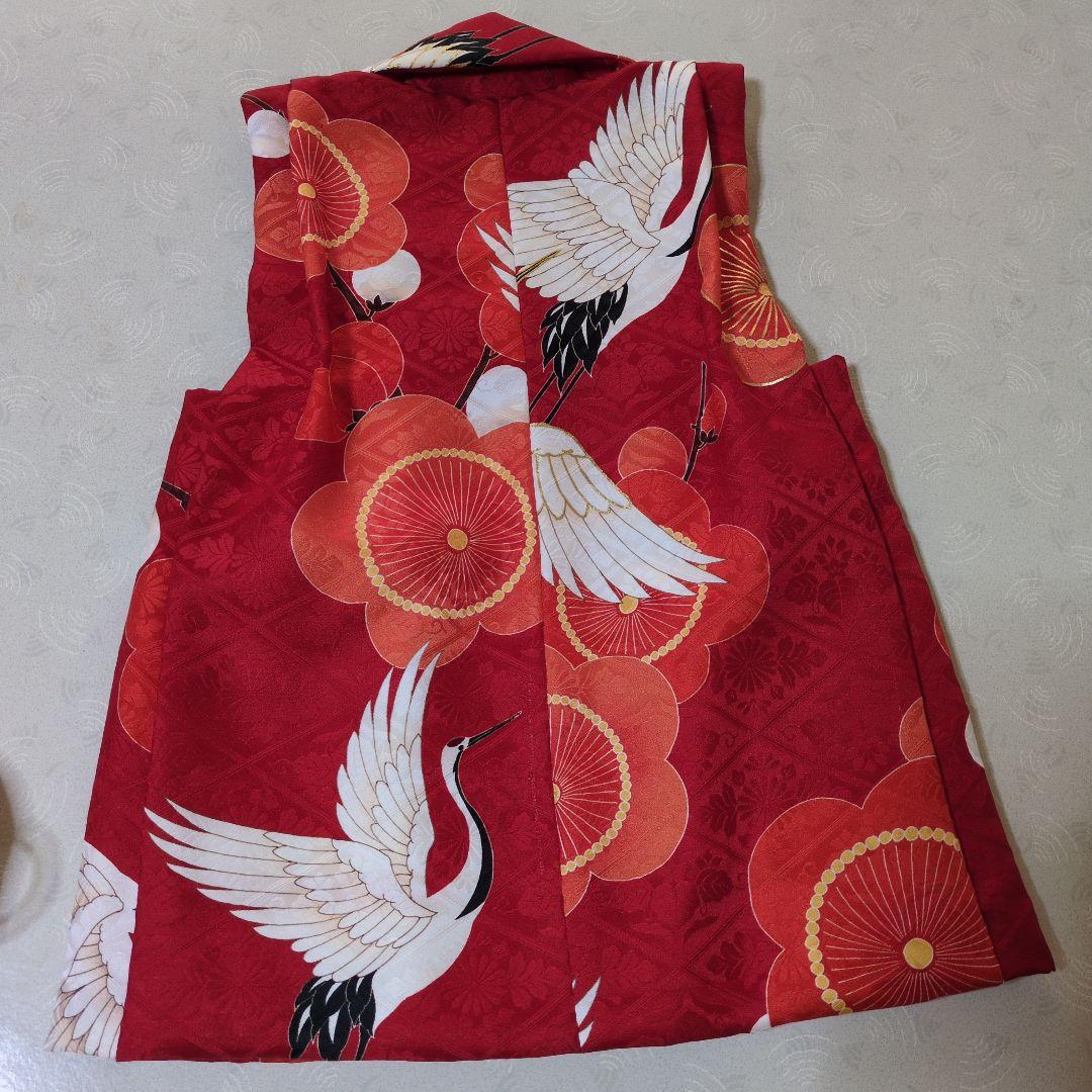 七五三３歳正絹手縫いの被布（中綿無し）巾着付き