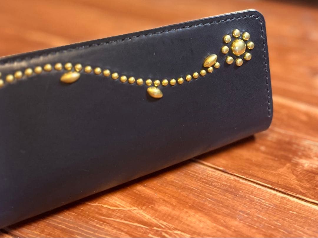 トラッカーウォレット TW-05 フラワースタッズカスタム 真鍮 茶芯