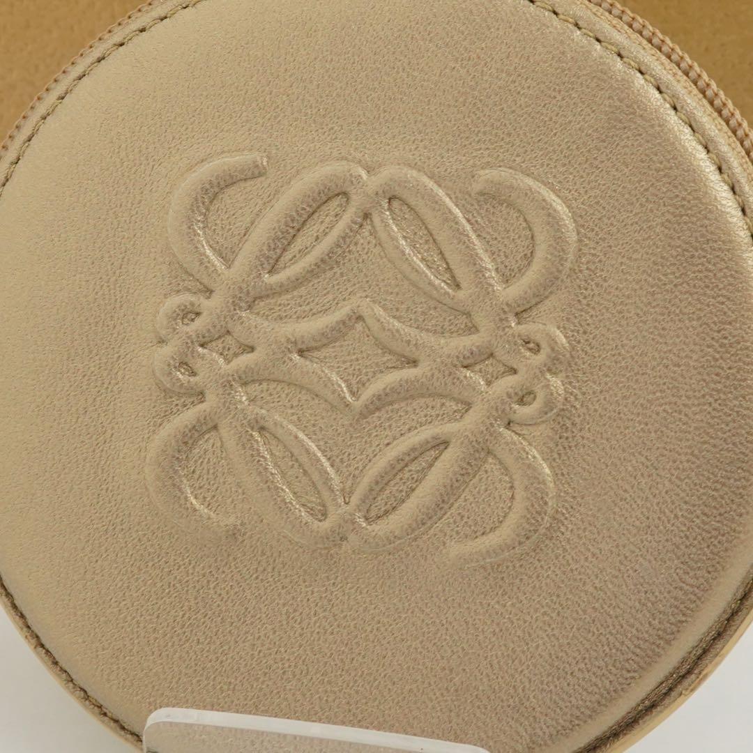 未使用品　ロエベ　ケース　小銭入れ　アナグラム　レザー　希少カラー　金色