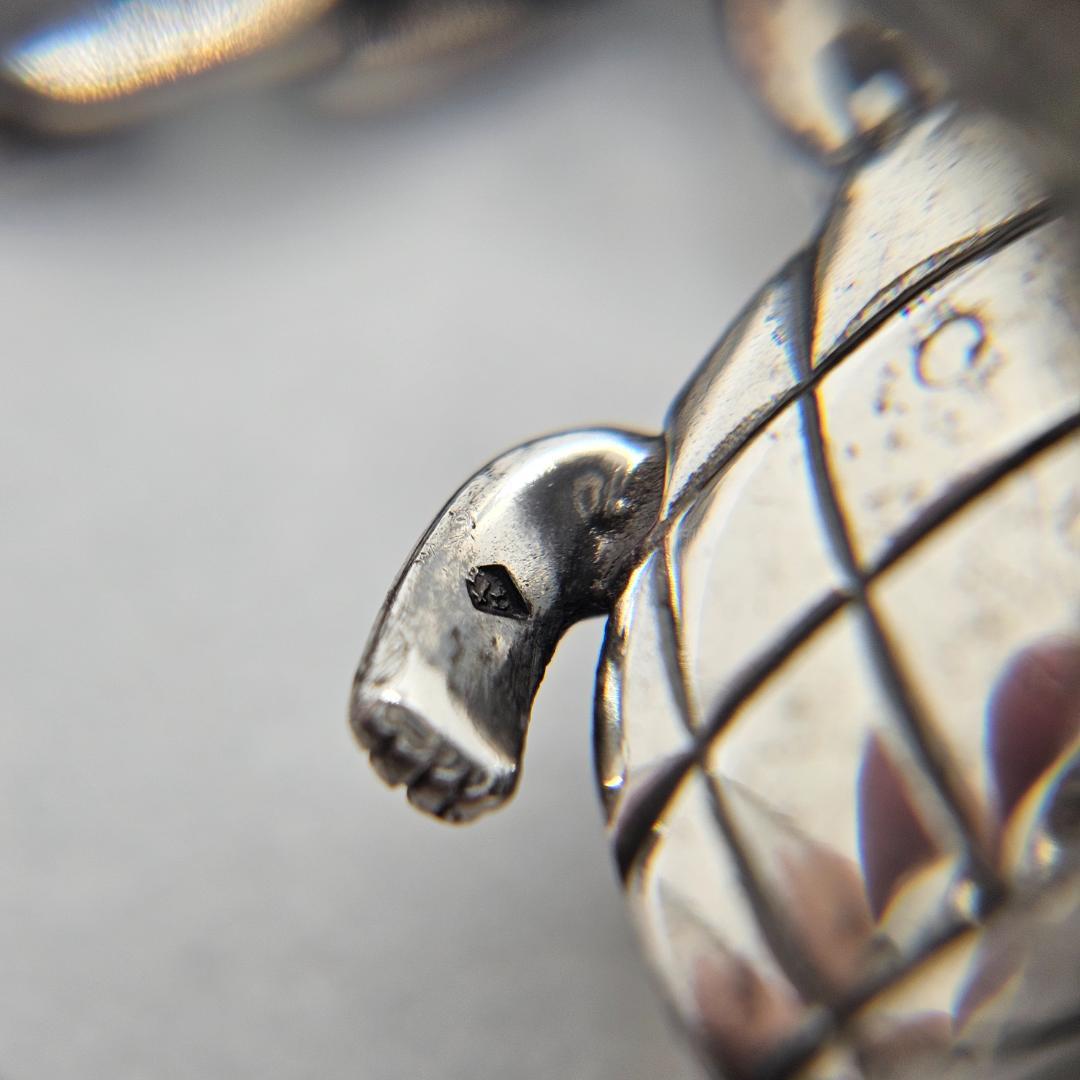 美品 HERMES エルメス 亀 かめ キーチェーン キーホルダー シルバー