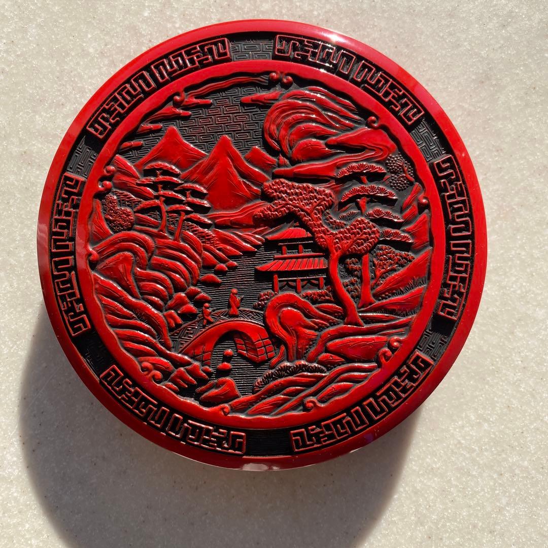 仙台堆朱山水画漆塗硯箱 - メルカリ