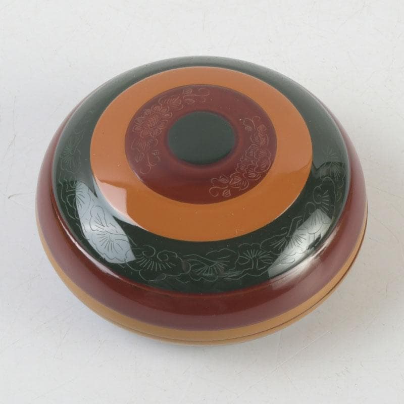 茶道具　山中塗　道場宗廣作　玄々斎好　独楽塗香合　共箱　V　9539