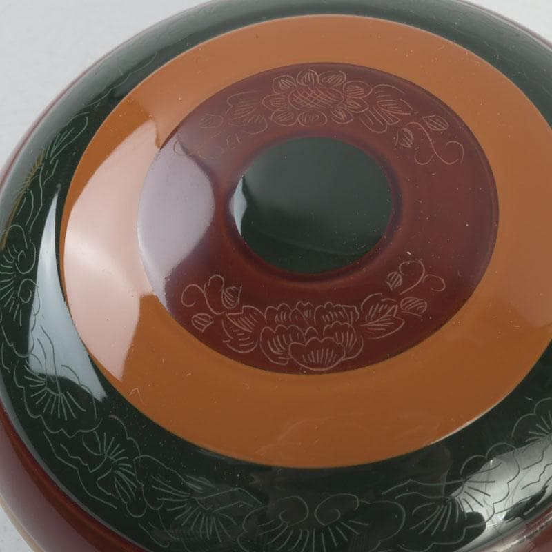 茶道具　山中塗　道場宗廣作　玄々斎好　独楽塗香合　共箱　V　9539