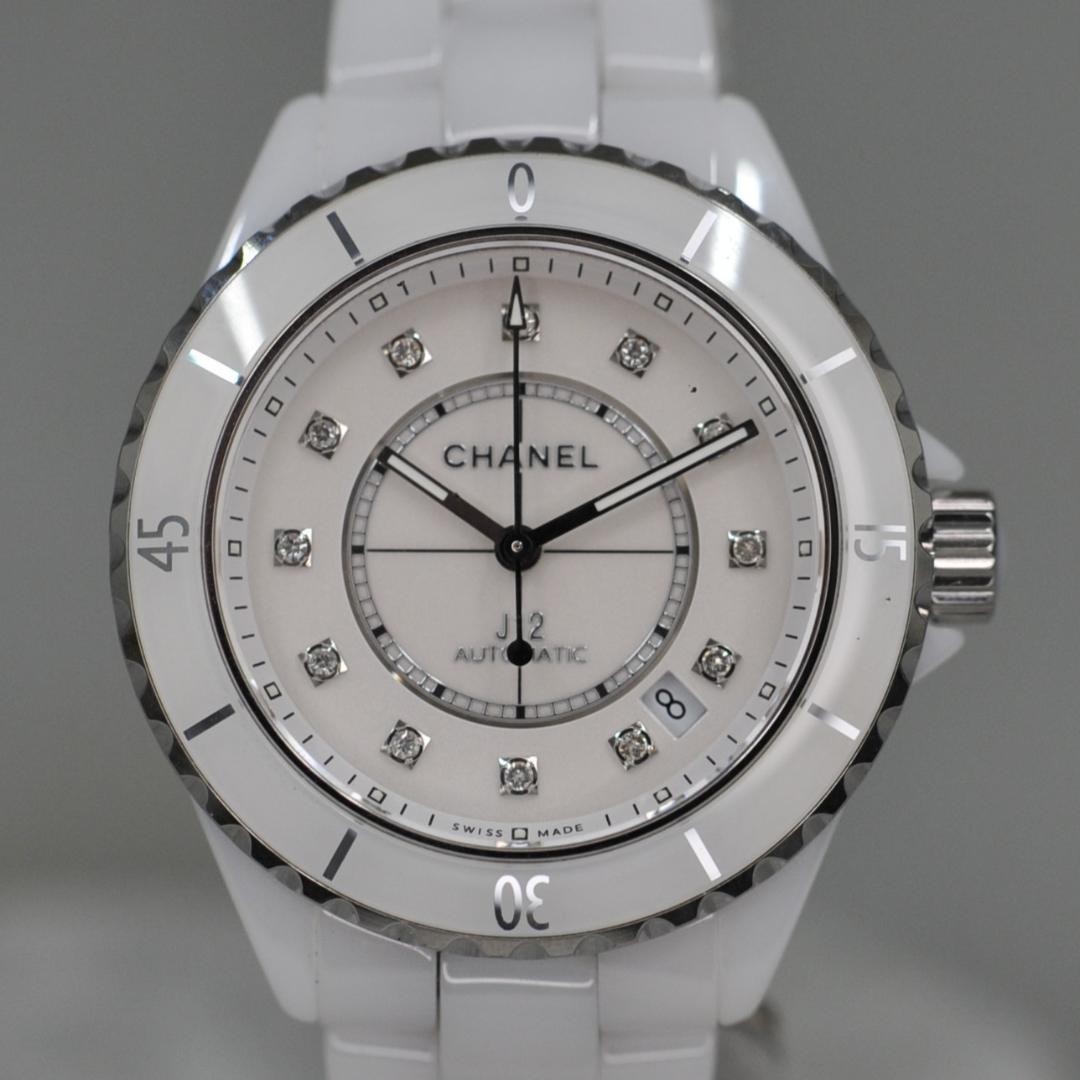 ラ*ム様 シャネル　Ｊ１２　ホワイトセラミック　１２Pダイヤ　３８ｍｍ　自動巻
