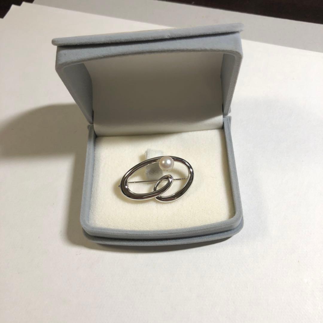 12256 田崎真珠 シルバー パール ブローチ TASAKI 田崎真珠 ブローチ 9