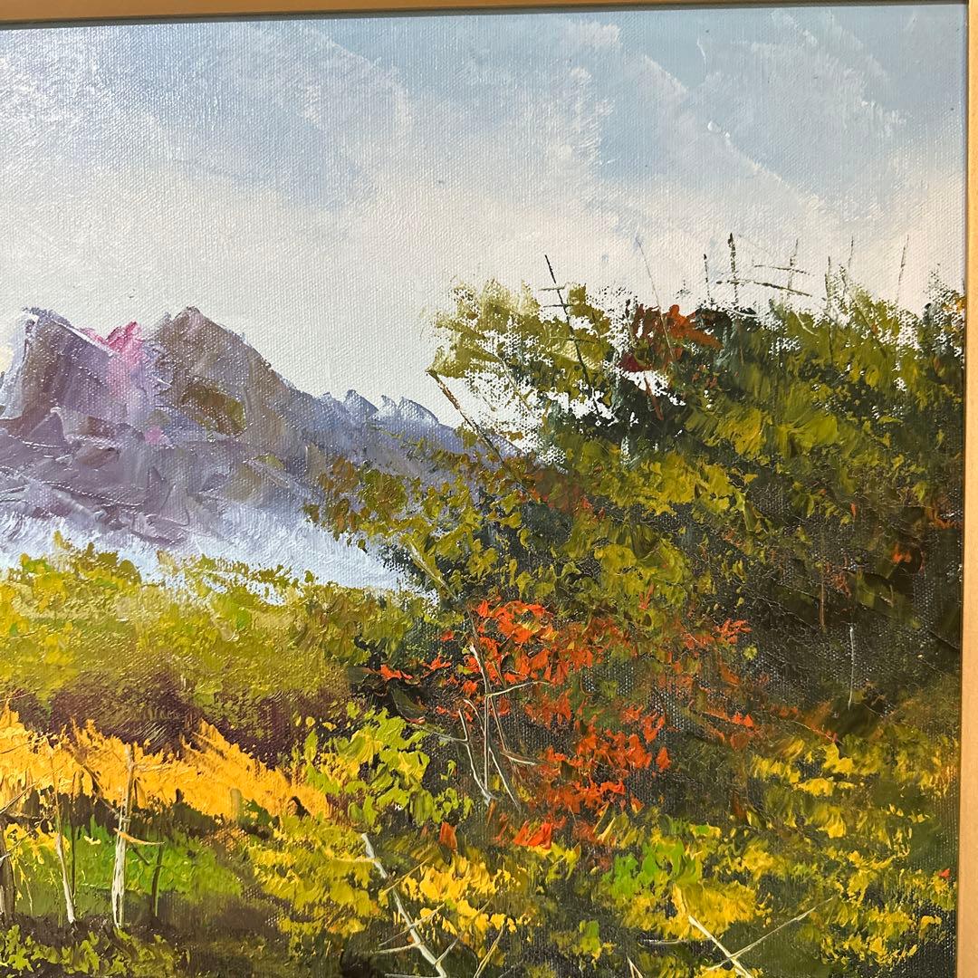 星野数男「尾瀬風景」油彩 真作 F10額装 油絵 大型絵画 風景画 美術品