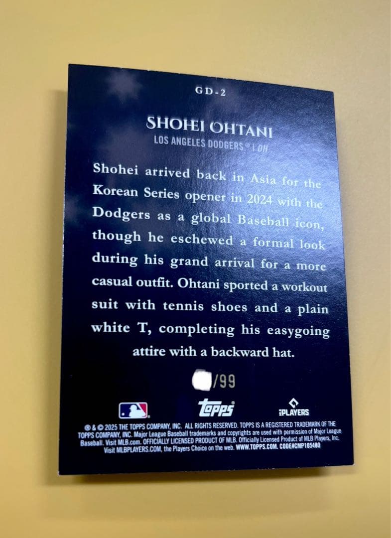 大谷翔平 カード 99シリアル 2025 Topps Series GD-2