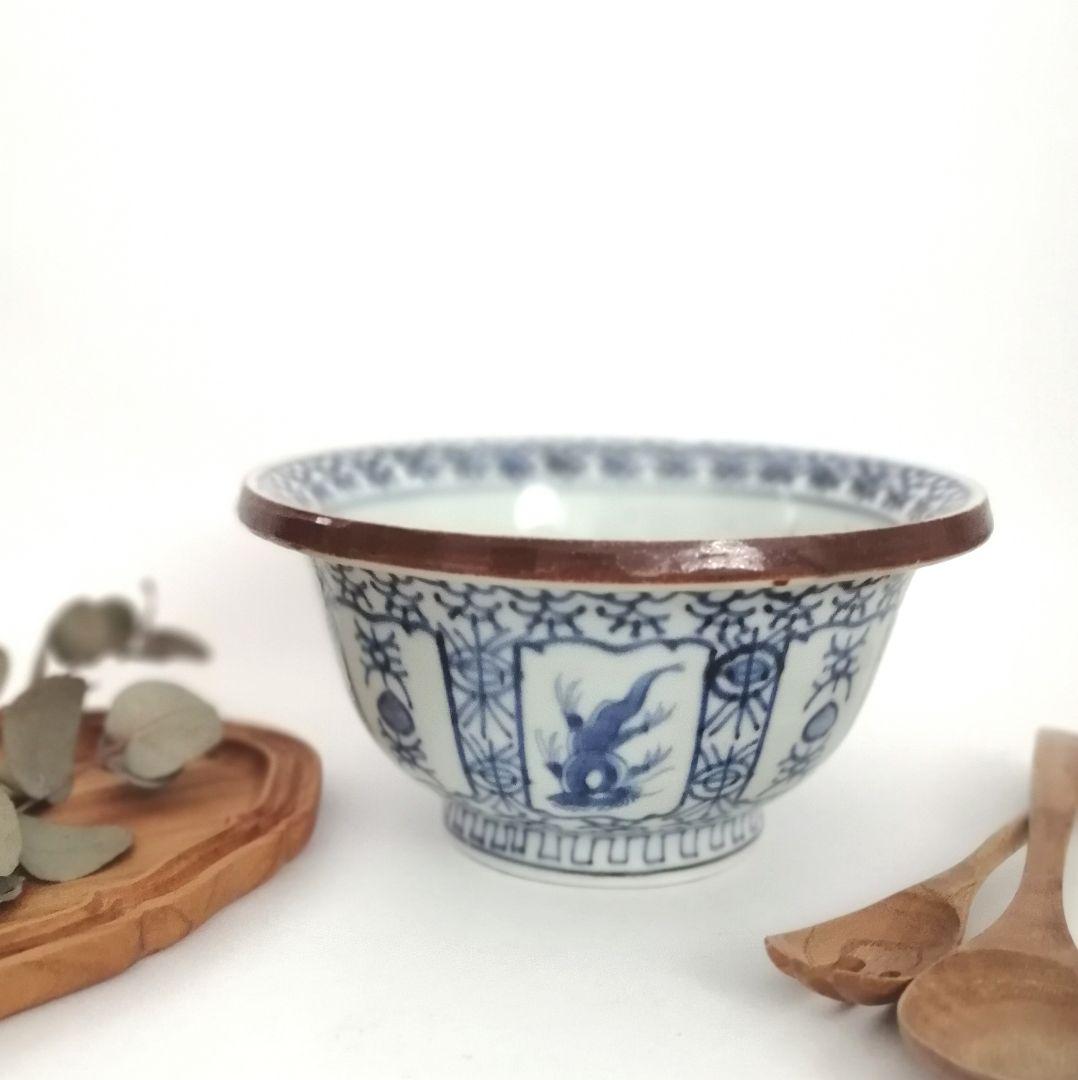 古伊万里 染付 洋犬図 鉢