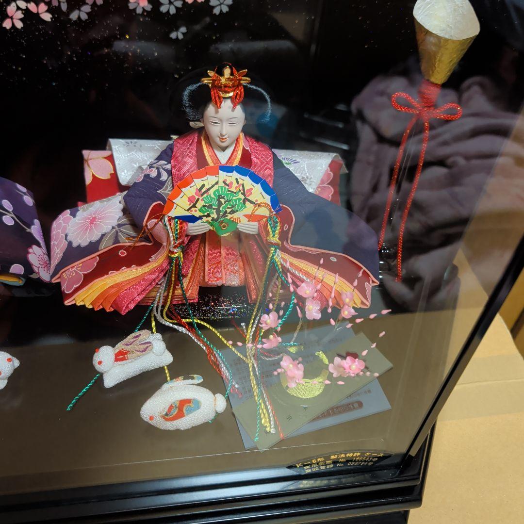 ほぼ未使用！寿慶 雛人形 2人 ガラスケース付き