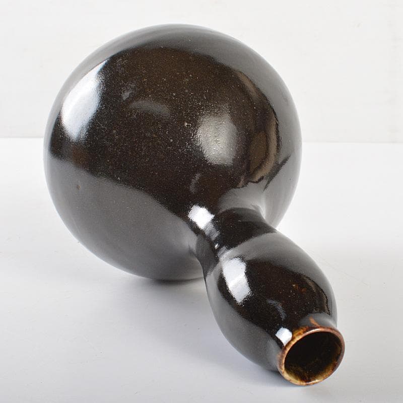 越中瀬戸焼 黒釉 瓢形徳利 時代箱 V R6459 - winetouritalia.com