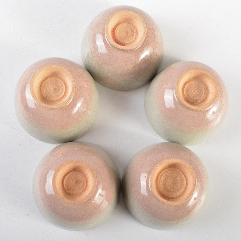 煎茶道具 北村和善作 御室焼 御本手 煎茶碗 五客 共箱