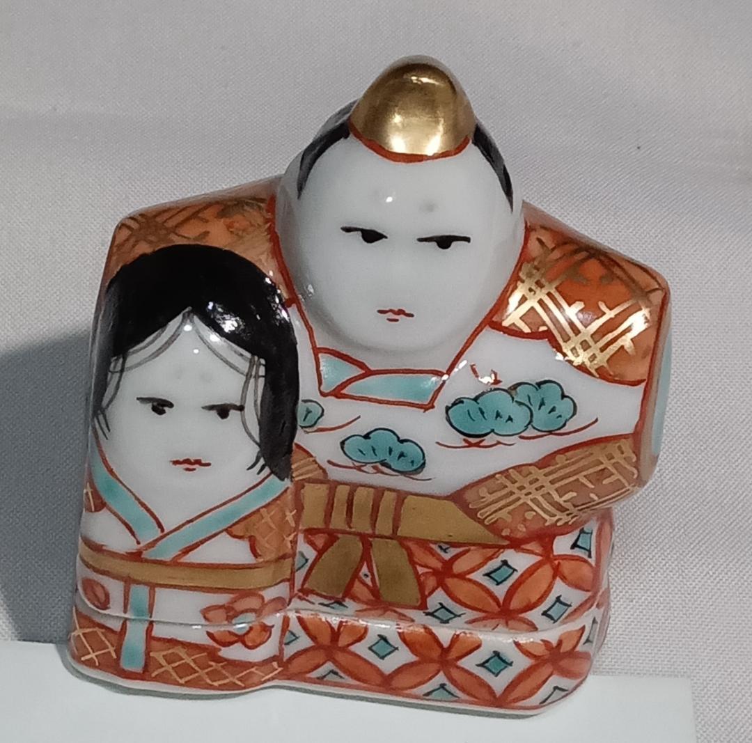 茶道具 京焼 高野昭阿弥作 金彩色絵立雛香合 殆ど未使用陶美品