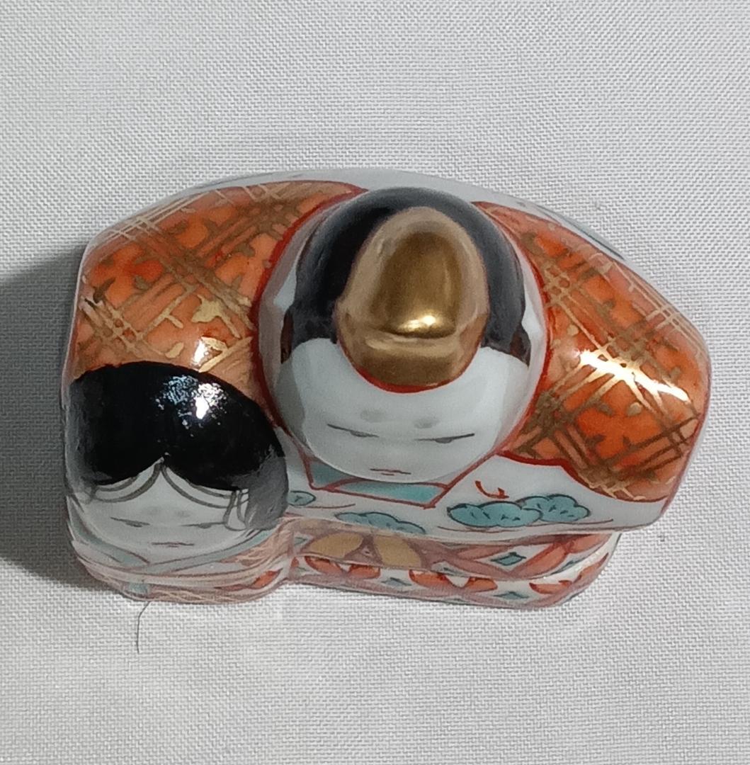 茶道具 京焼 高野昭阿弥作 金彩色絵立雛香合 殆ど未使用陶美品