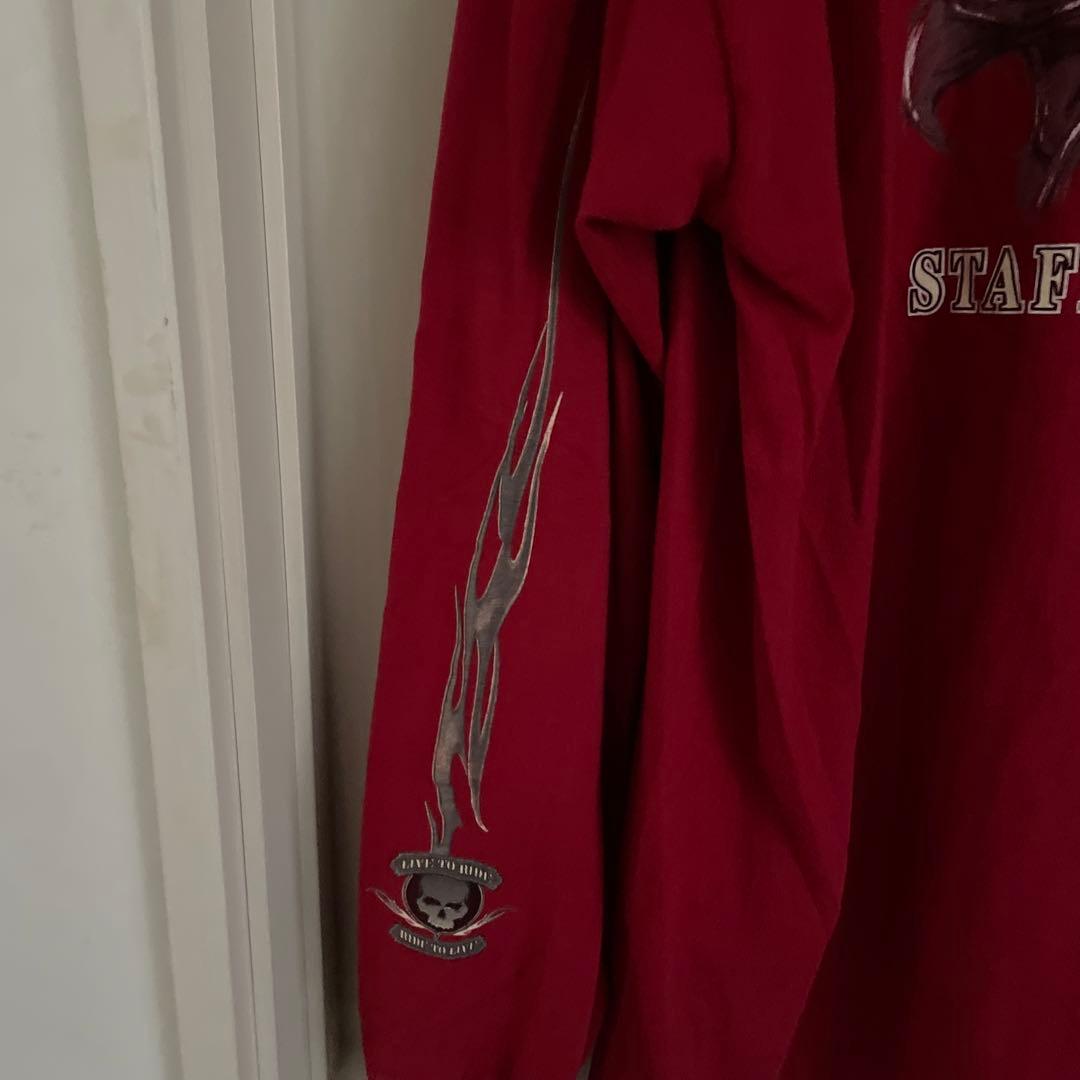 HARLEY-DAVIDSON 赤 長袖 Tシャツ ハーレーダビッドソン ロンT