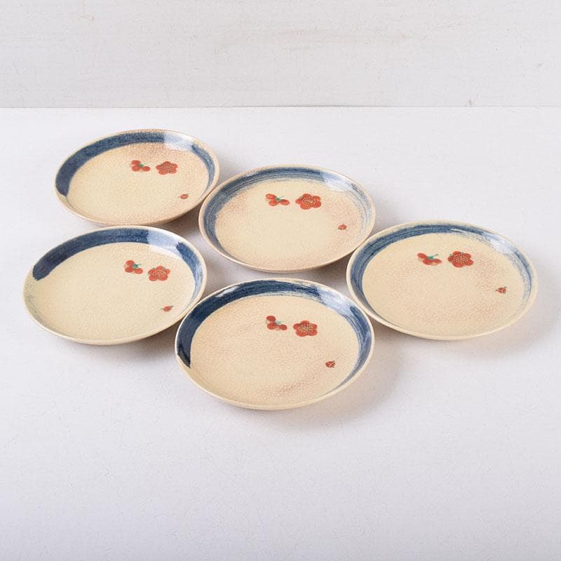 和食器　永楽善五郎作　仁清写梅皿　銘々皿　五客　共箱　V　R8935