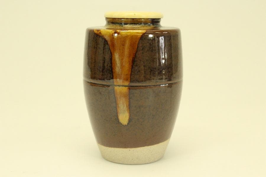 茶道具 膳所焼 肩衝 茶入 共箱 未使用(A775)