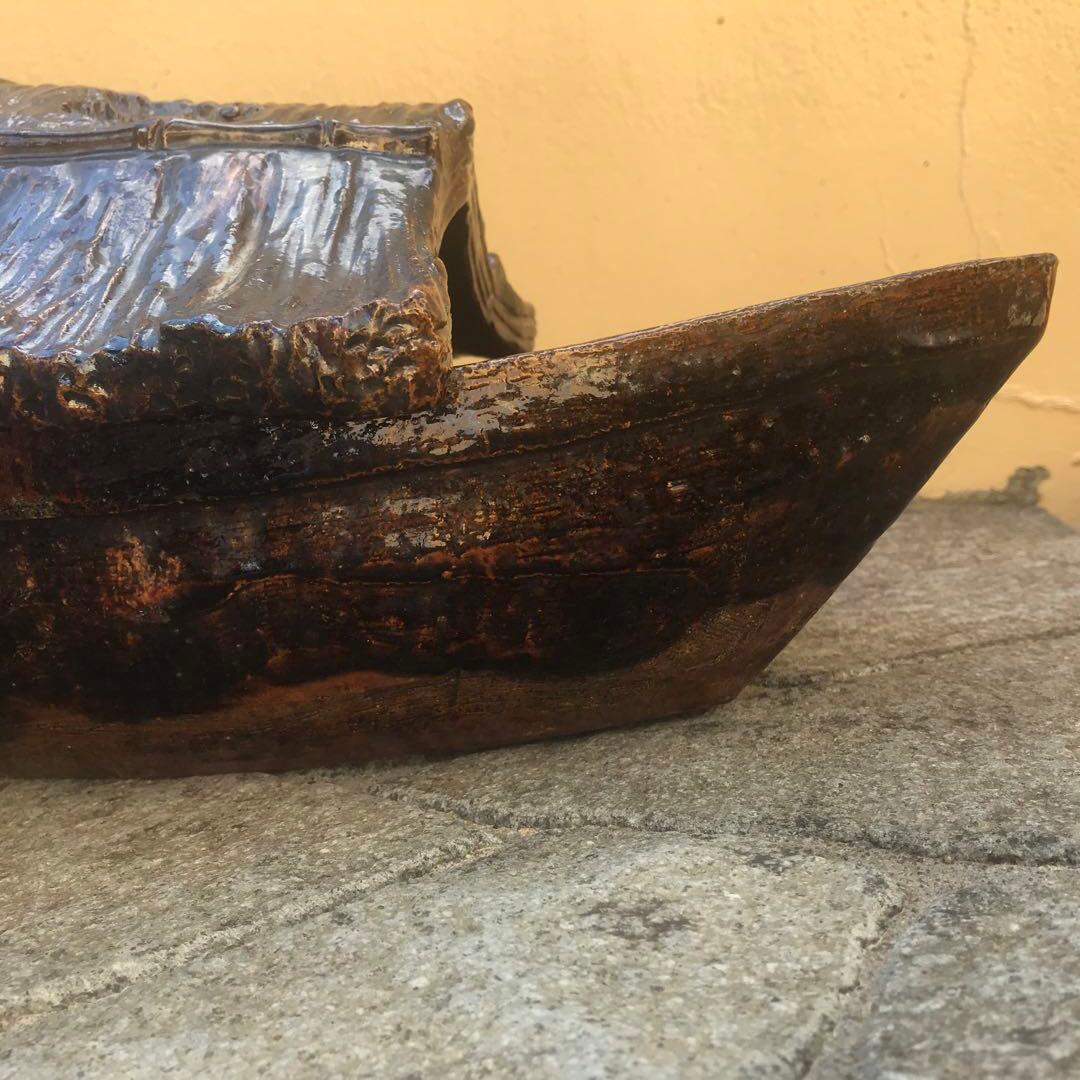 大樋焼　船型水盤　茶道具　茶室